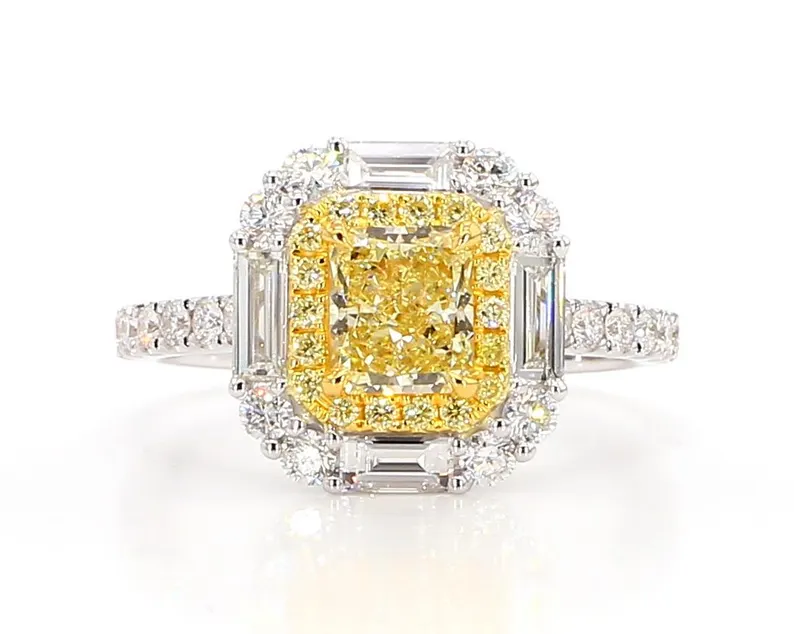 il_794xN.6495207177_1utj 18K Solid Gold 1.97 Carat Radiant Yellow Lab Grown Diamond Cocktail Ring - Image 1