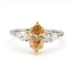 18K Solid Gold 1.70 Carat Marquise Yellow Natural Diamond Cocktail Ring