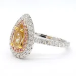 18K Solid Gold 1.80 Carat Pear Yellow Natural Diamond Cocktail Ring - Image 4