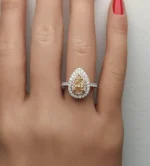 18K Solid Gold 1.80 Carat Pear Yellow Natural Diamond Cocktail Ring - Image 5