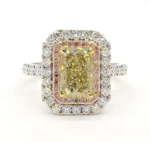 18K Solid Gold GIA Certified Natural Yellow Radiant Diamond 3.16 Carat CTW Cocktail Ring