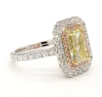 18K Solid Gold GIA Certified Natural Yellow Radiant Diamond 3.16 Carat CTW Cocktail Ring - Image 4