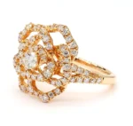 18K Solid Gold Round Lab Grown Diamond 1.33 Carat Cocktail Ring - Image 2