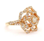 18K Solid Gold Round Lab Grown Diamond 1.33 Carat Cocktail Ring - Image 4