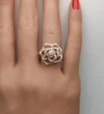 18K Solid Gold Round Lab Grown Diamond 1.33 Carat Cocktail Ring - Image 5