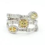 18K Solid Gold 2.22 Carat Cushion Yellow Natural Diamond Cocktail Ring