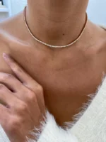 18K Solid Gold Lab Diamond Tennis Necklace