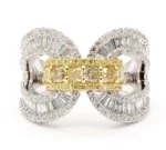 18K Solid Gold Cushion Natural Yellow Diamond 2.11 Carat Cocktail Band