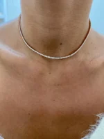 18K Solid Gold Lab Diamond Tennis Necklace - Image 5