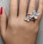 18K Solid Gold Round Lab Grown White Diamond 1.76 Carat Cocktail Ring - Image 3