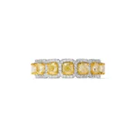 18K Solid Gold Cushion Natural Yellow Diamond 1.80 Carat Cocktail Ring