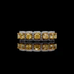 18K Solid Gold Cushion Natural Yellow Diamond 1.80 Carat Cocktail Ring - Image 3