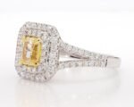 18K Solid Gold Radiant Lab Grown Yellow Diamond 1.50 Carat Cocktail Ring - Image 2