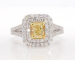 18K Solid Gold Radiant Lab Grown Yellow Diamond 1.50 Carat Cocktail Ring - Image 3