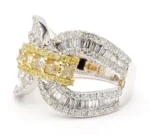 18K Solid Gold Cushion Natural Yellow Diamond 2.11 Carat Cocktail Band - Image 2