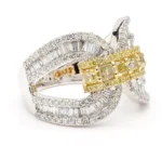 18K Solid Gold Cushion Natural Yellow Diamond 2.11 Carat Cocktail Band - Image 4