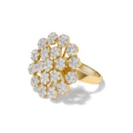 18K Solid Gold Round Lab Grown White Diamond 2.75 Carat Cocktail Ring - Image 2