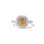 18K Solid Gold 1.61 Carat Radiant Yellow Lab Grown Diamond Cocktail Ring