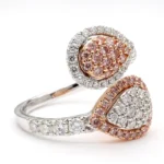 18K Solid Gold Round Natural Pink Diamond 1.15 Carat Cocktail Ring - Image 4