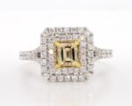 18K Solid Gold Emerald Lab Grown Yellow Diamond 1.24 Carat Cocktail Ring - Image 3