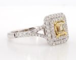 18K Solid Gold Emerald Lab Grown Yellow Diamond 1.24 Carat Cocktail Ring - Image 4