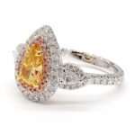 18K Solid Gold GIA Certified Natural Yellow Pear Diamond 2.00 Carat CTW Cocktail Ring - Image 4