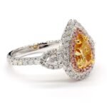 18K Solid Gold GIA Certified Natural Yellow Pear Diamond 2.00 Carat CTW Cocktail Ring - Image 2