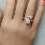 18K Solid Gold Cushion Natural Yellow Diamond 1.59 Carat Cocktail Ring - Image 5