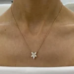 18K Solid Gold Marquise Lab Grown Diamond Cluster Floral Pendant Necklace - Image 3