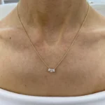 18K Solid Gold Emerald Diamond Chain Necklace - Image 5