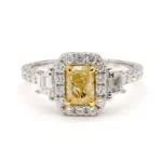 18K Solid Gold 1.98 Carat Radiant Yellow Lab Grown Diamond Cocktail Ring - Image 3