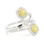 18K Solid Gold Cushion Natural Yellow Diamond 0.88 Carat Cocktail Ring - Image 4