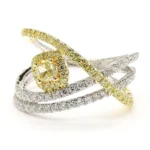 18K Solid Gold Cushion Lab Grown Yellow Diamond 1.03 Carat Cocktail Ring - Image 3