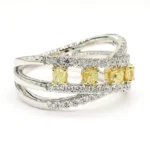 18K Solid Gold Cushion Natural Yellow Diamond 1.09 Carat Cocktail Band - Image 4