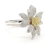 18K Solid Gold Round Natural Yellow Diamond 0.84 Carat Cocktail Ring - Image 4