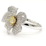 18K Solid Gold Cushion Lab Grown Yellow Diamond 1.31 Carat Cocktail Ring - Image 2