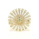 18K Solid Gold Round Natural Yellow Diamond 1.18 Carat Cocktail Ring