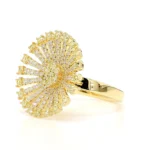 18K Solid Gold Round Natural Yellow Diamond 1.18 Carat Cocktail Ring - Image 2