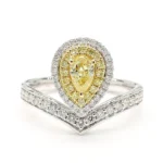 18K Solid Gold Pear Natural Yellow Diamond 0.79 Carat Cocktail Ring - Image 3