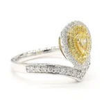 18K Solid Gold Pear Natural Yellow Diamond 0.79 Carat Cocktail Ring - Image 4