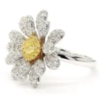 18K Solid Gold Cushion Lab Grown Yellow Diamond 1.23 Carat Cocktail Ring - Image 2