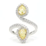 18K Solid Gold 2.09 Carat Pear Yellow Natural Diamond Cocktail Ring