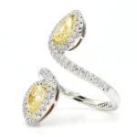 18K Solid Gold 2.09 Carat Pear Yellow Natural Diamond Cocktail Ring - Image 4