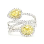 18K Solid Gold Oval Natural Yellow Diamond 1.51 Carat Cocktail Ring - Image 3
