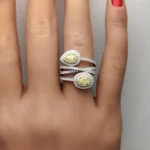 18K Solid Gold Oval Natural Yellow Diamond 1.51 Carat Cocktail Ring - Image 5