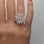 18K Solid Gold Cushion Natural Yellow Diamond 1.79 Carat Cocktail Ring - Image 5