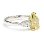 18K Solid Gold 2.31 Carat Pear Yellow Natural Diamond Cocktail Ring - Image 2