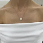 18K Solid Gold Marquise Lab Grown Diamond Cluster Floral Pendant Necklace - Image 6