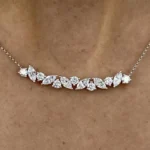 18K Solid Gold Lab Diamond Round & Marquise Pendant Necklace - Image 6