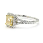18K Solid Gold Radiant Lab Grown Yellow Diamond 1.24 Carat Cocktail Ring - Image 4
